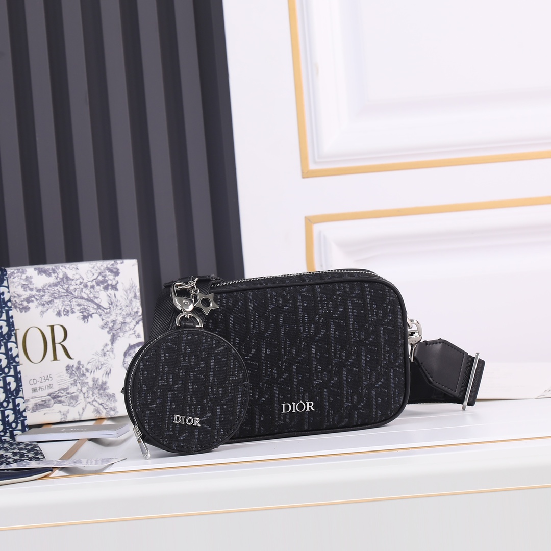 Dior Shoulder with coin purse Black print 2345 LM071 19cm