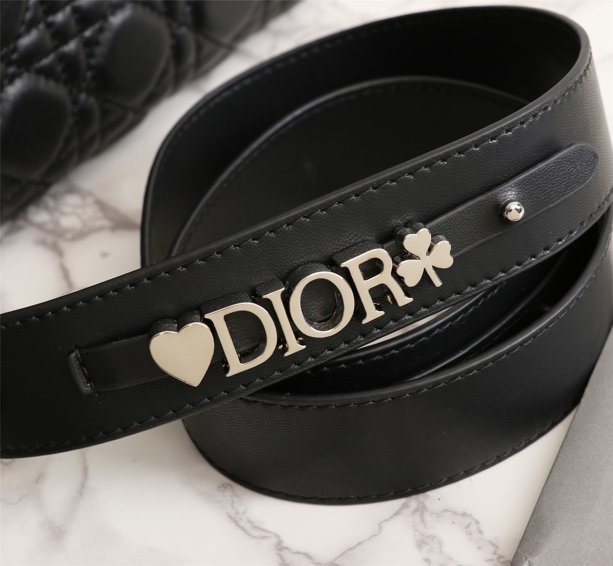 Small Lady Dior My ABCDior Bag Black Silver Sheepskin 1022 LM061 20cm