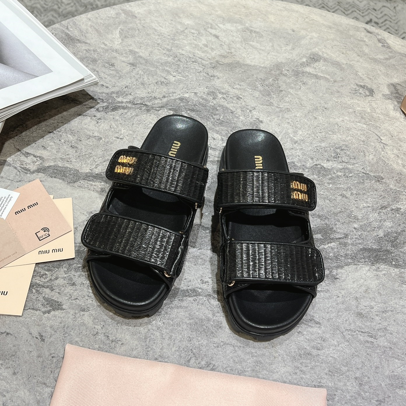 Miu Miu Shoes Grass woven women's slippers