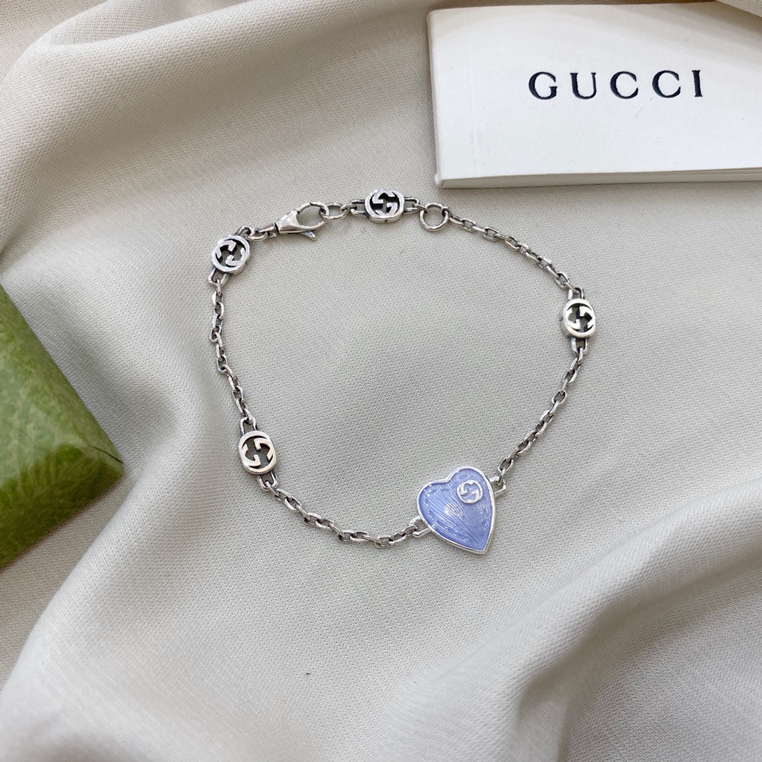 Gucci Jewelry Bracelets Interlocking double G enamel light blue bracelet