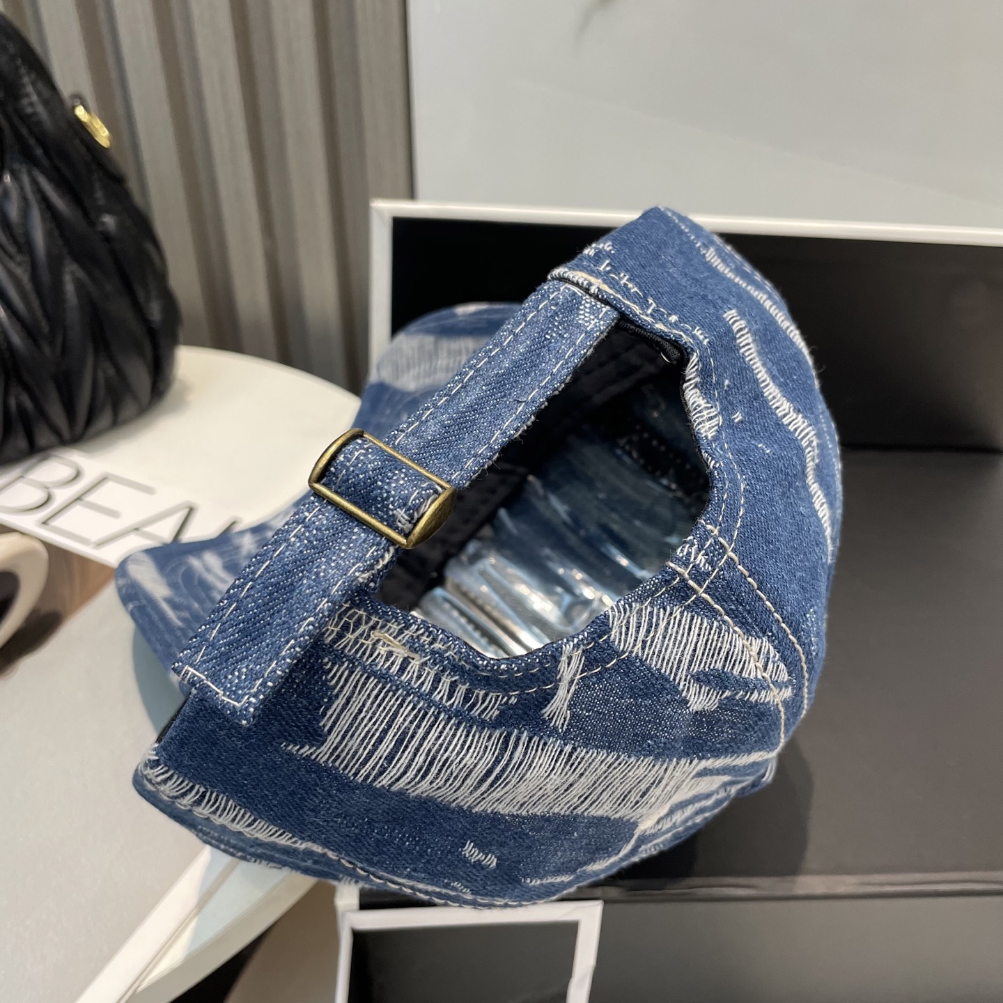 CK Hat Washed Distressed Denim Baseball Cap Accessories