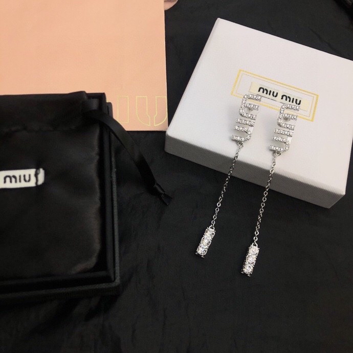Miu Miu Jewelry Earring letter hand-set crystal