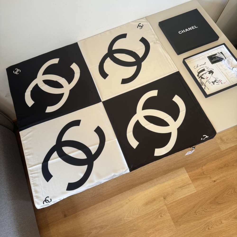 Chanel Scarf Large Double C Letter Square Scarf 100% Silk 90*90cm Accessories