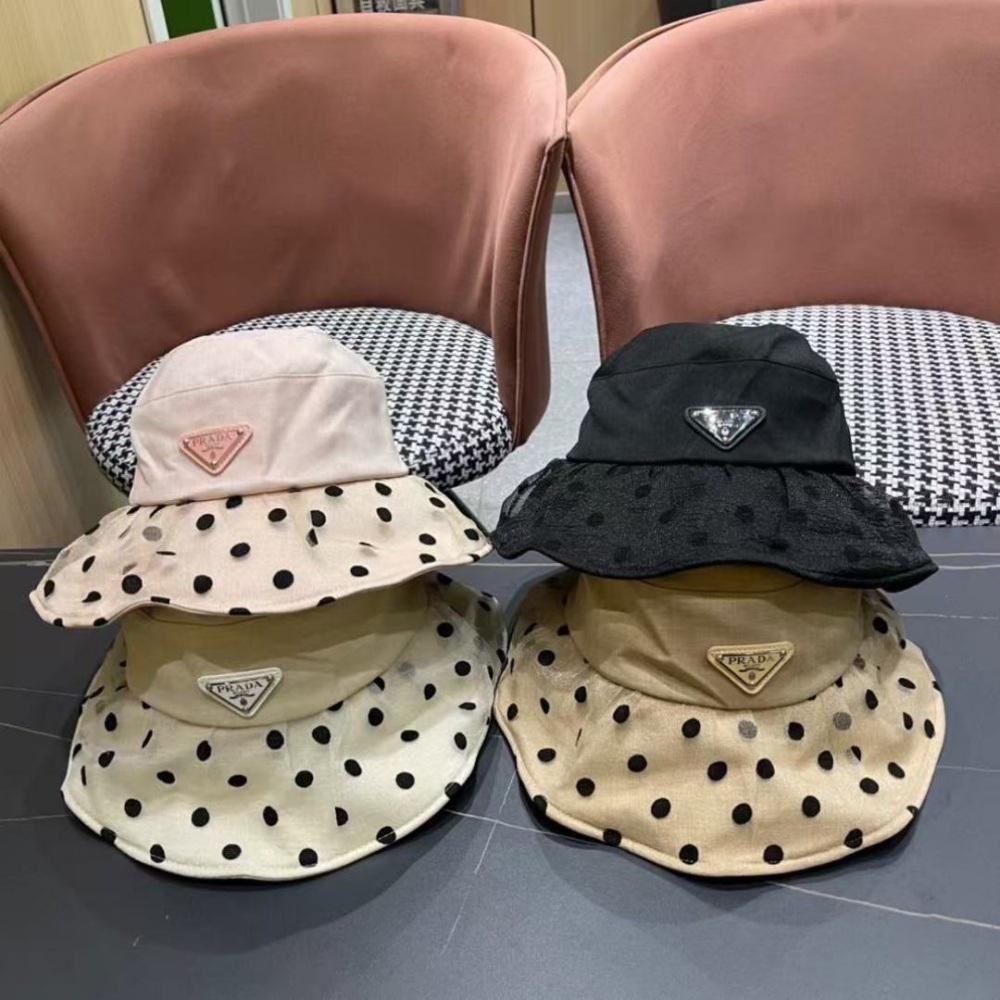 Prada Hat Polka Dot Bucket Hat Accessories