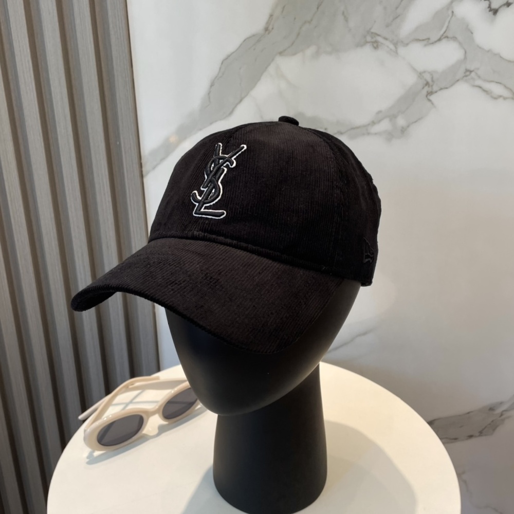 Saint Laurent Hat Corduroy Baseball Cap With Lettering Embroidery Accessories