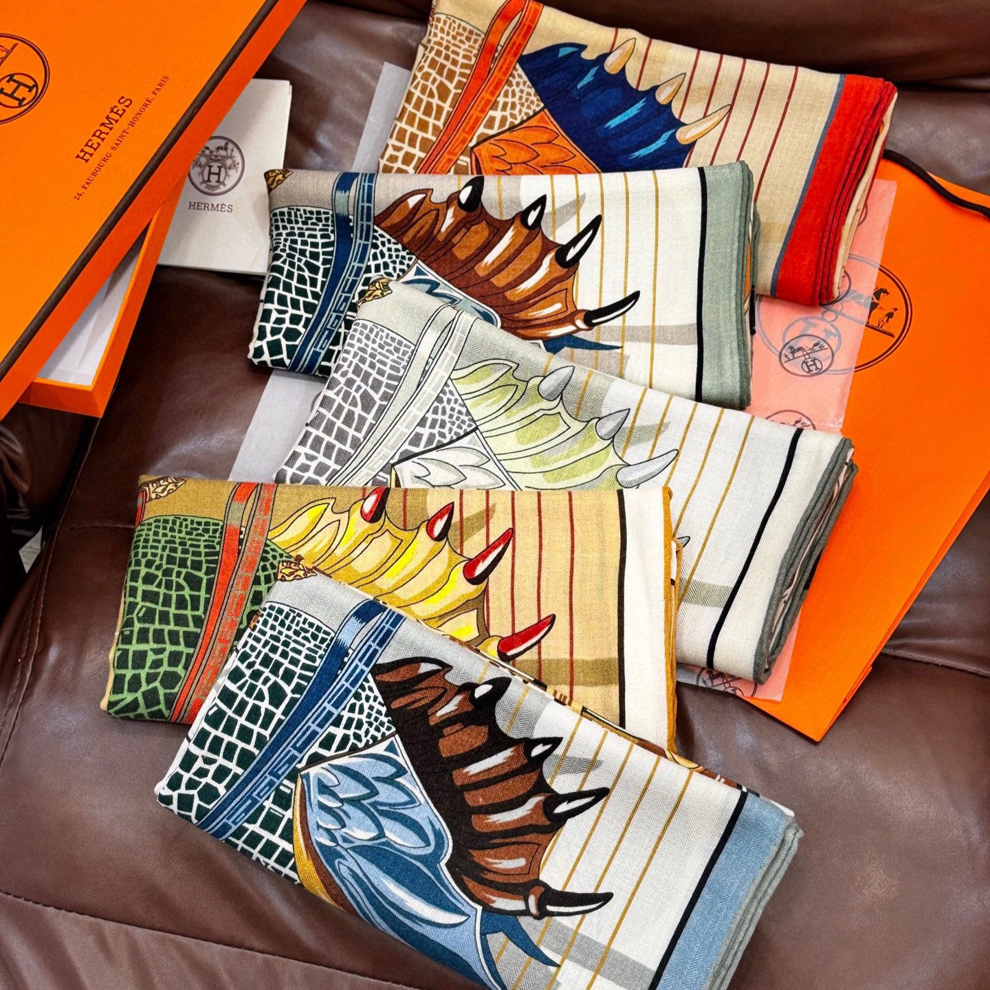 Hermes Scarf Saddle World Square Scarf 30% Silk 70% Wool 140*140cm Accessories