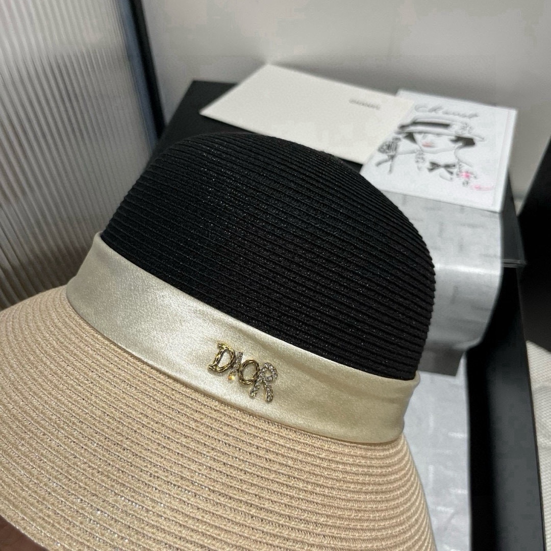 Dior Hat Top Hat Color Matching Basin Hat 57cm Accessories