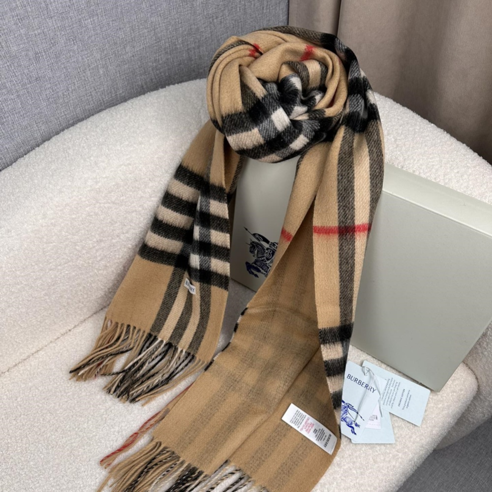 Burberry Classic Plaid Scarf 100% Cashmere 60*180cm Accessories