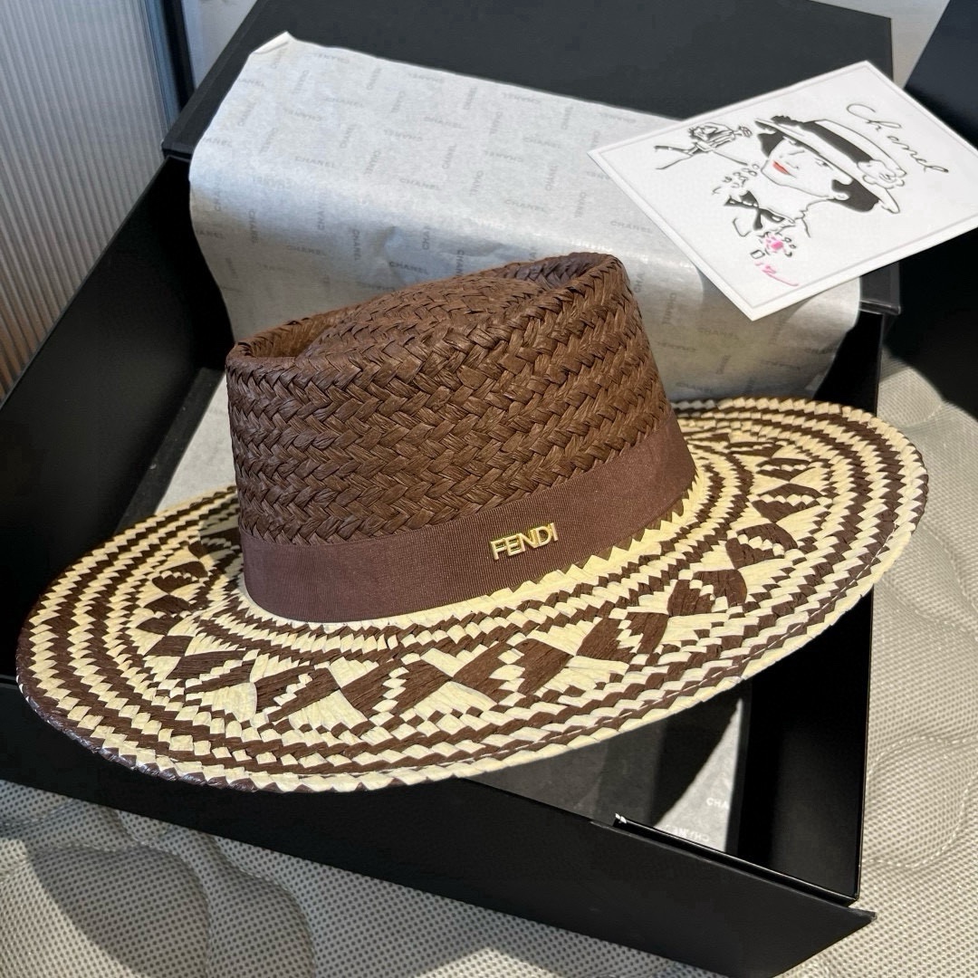 Fendi Hat Raffia Sun Hat 57cm Accessories