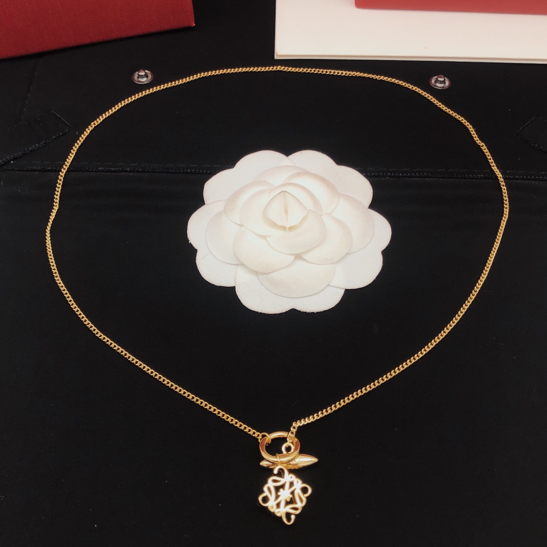 Loewe Jewelry Necklace Logo Pendant Necklace