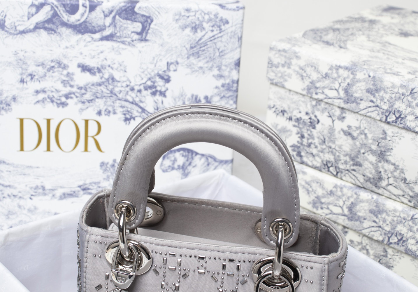 Mini Lady Dior Bag Gray CD-2028 XB061 17cm