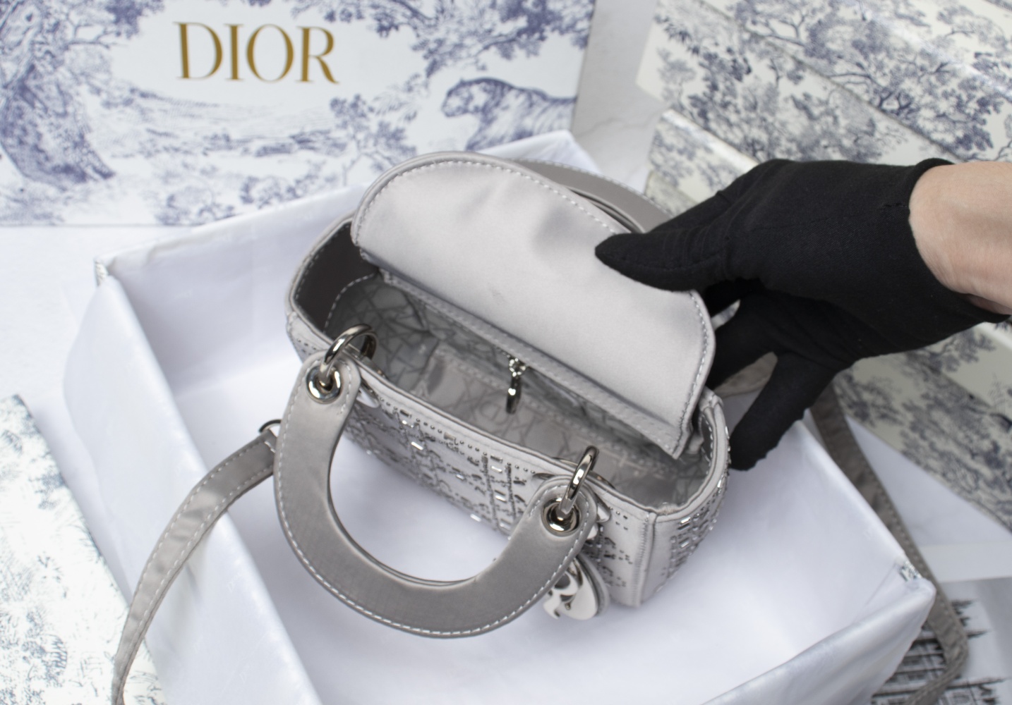 Mini Lady Dior Bag Gray CD-2028 XB061 17cm