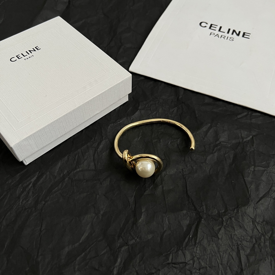 Celine Jewelry Bangle Open Single Pearl