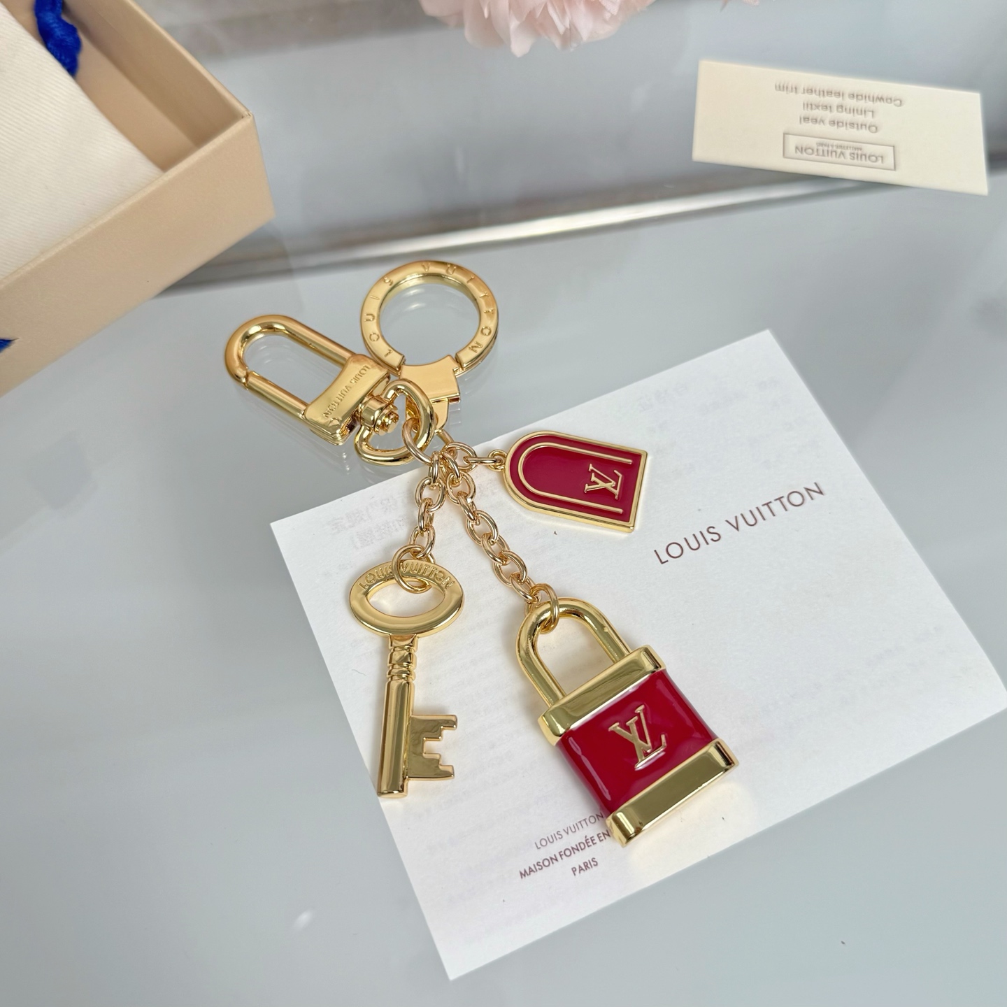 Louis Vuitton Key Chain Lock Key Brand Multi-Element Chain Pendant Keychain Pendant Accessories
