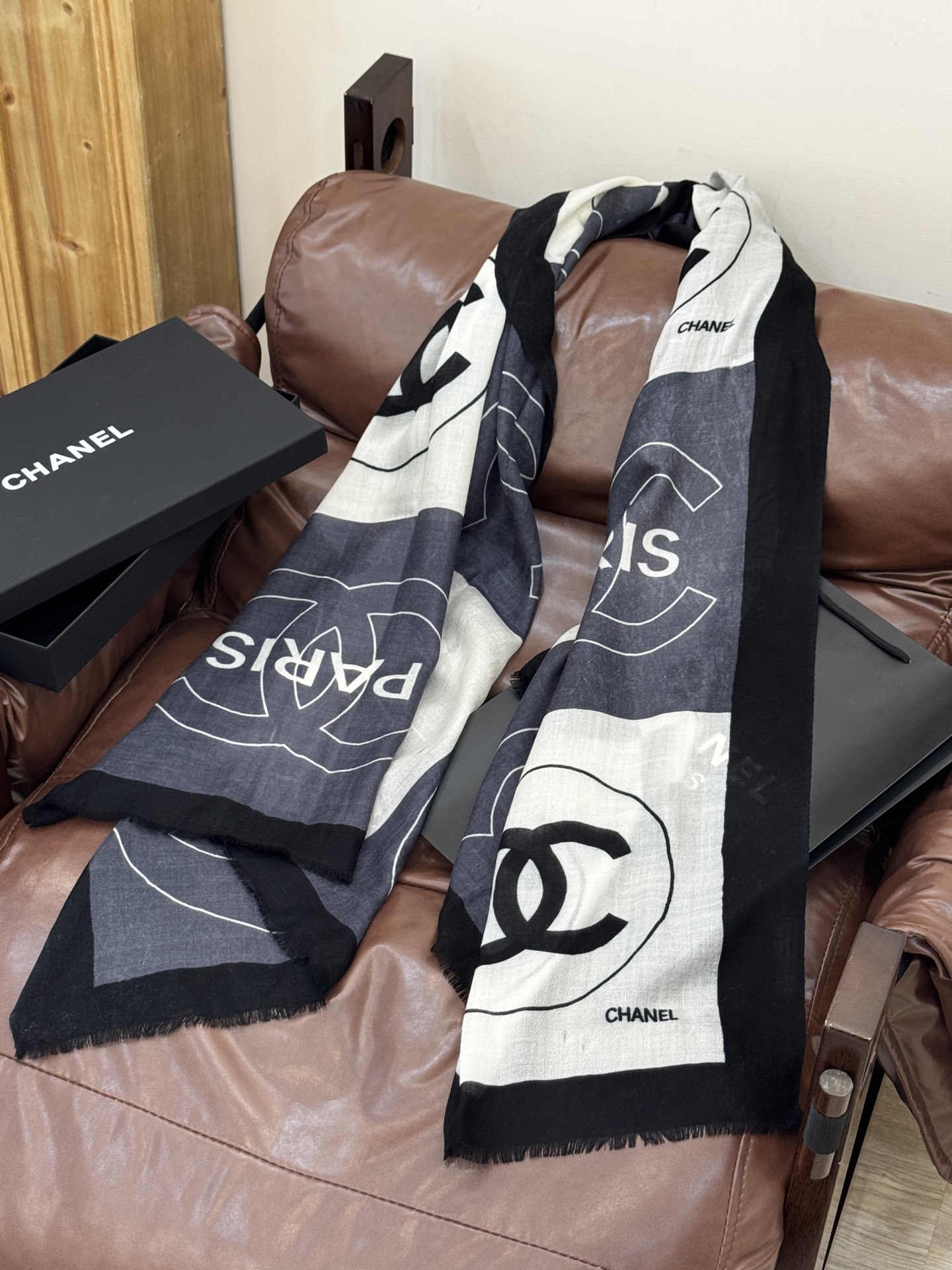 Chanel Scarf Double-Sided Floral Scarf Cashmere 100*200cm Accessories