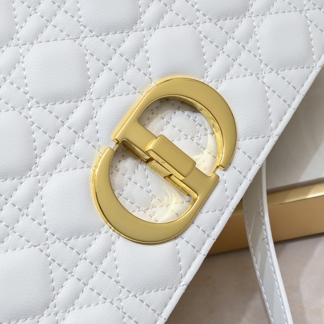 Large Dior Caro Bag White 9797 XB002 28cm