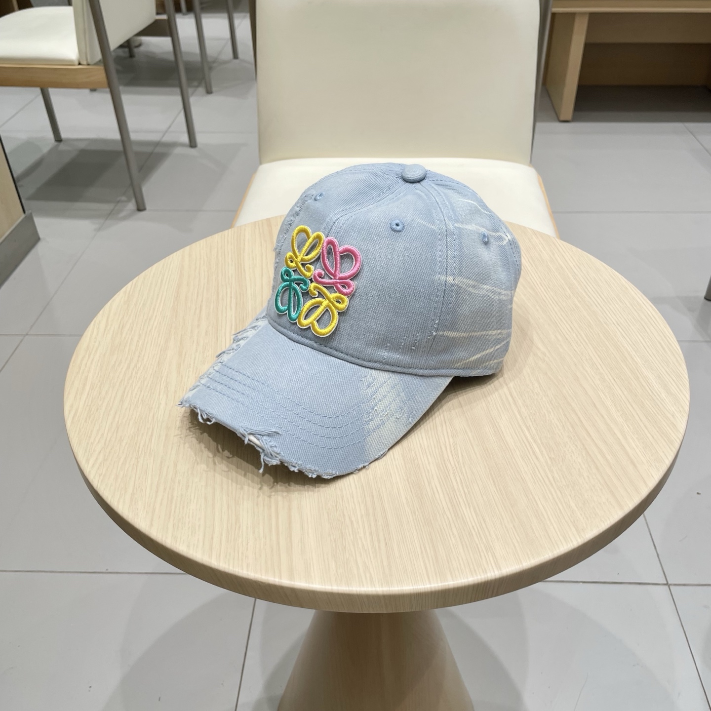 Loewe Hat Embroidered Washed And Ripped Baseball Cap Accessories