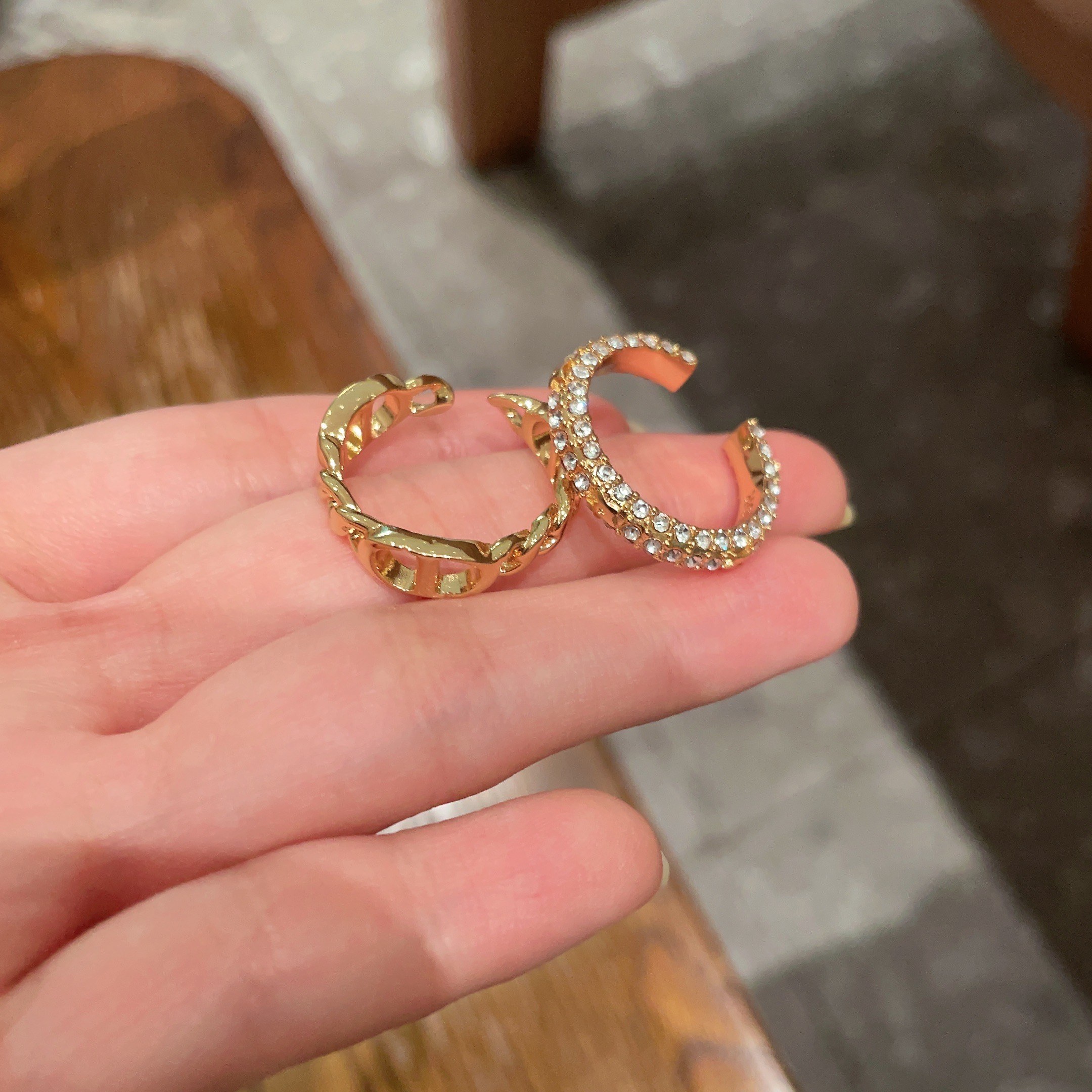 Dior Jewelry Rings CD letter full diamond suit fashion series five-pointed star shape