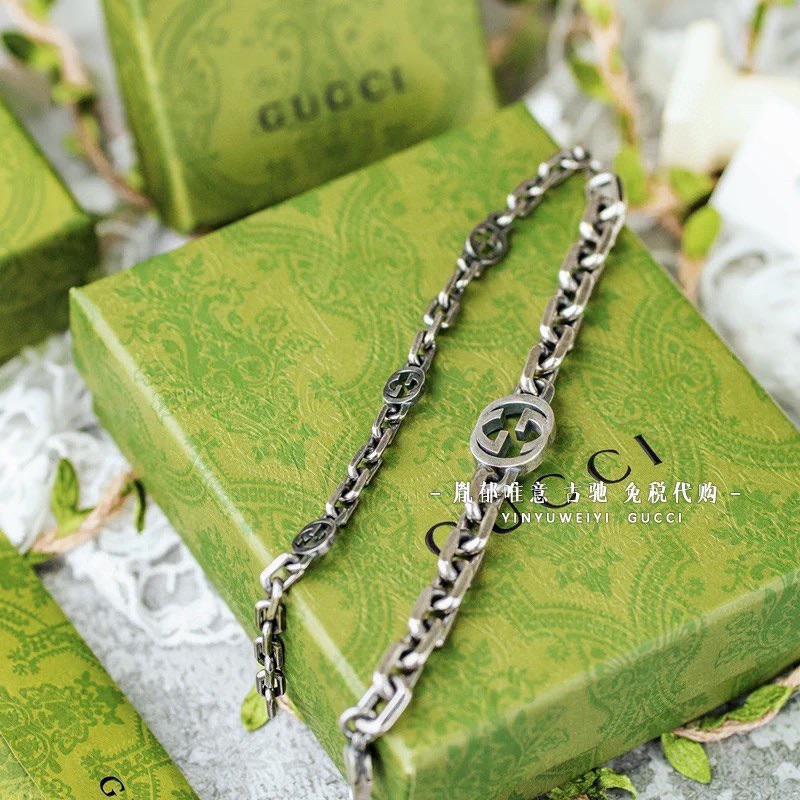 Gucci Jewelry Bracelets  Retro old interlocking double G thick Cuban bracelet