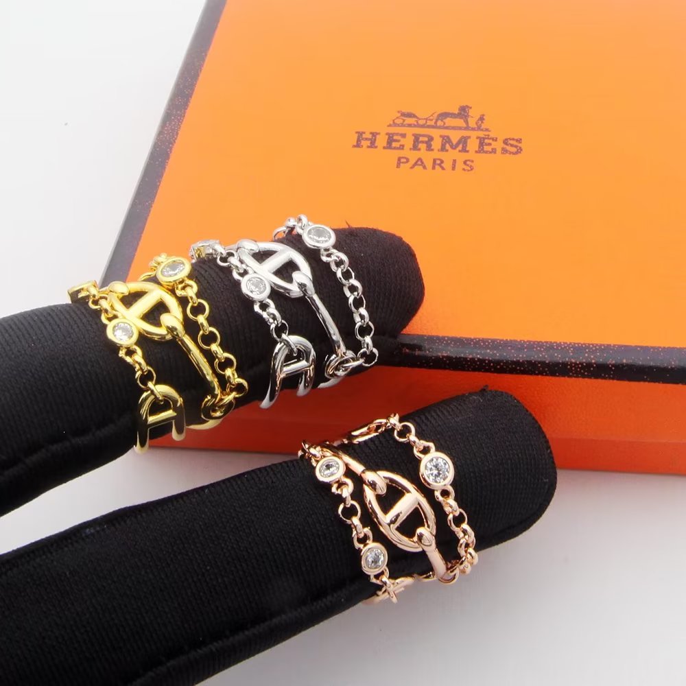 Hermes Jewelry Rings H pig nose