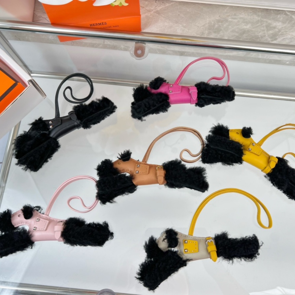 Hermes Key Chain Hermes Budy Charm Imported Wool Cowhide Keychain Pendant Accessories