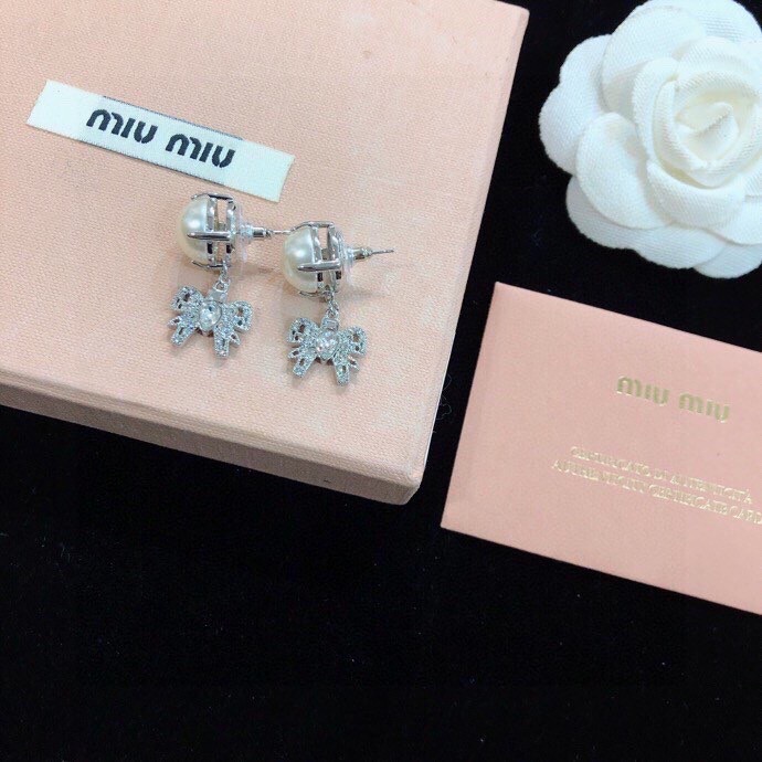 Miu Miu Jewelry Earring Bow Stud Earrings