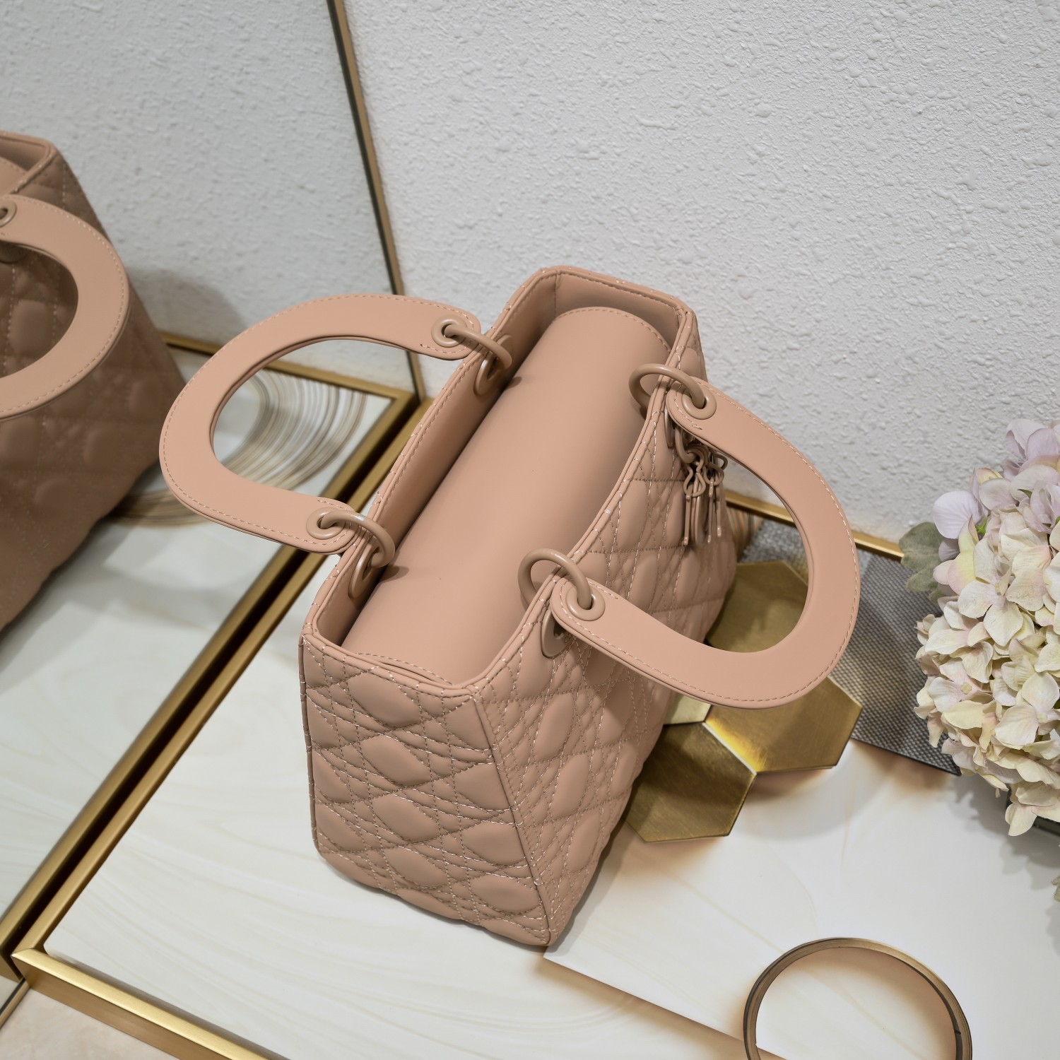 Medium Lady Dior Bag Apricot Matte 2022 LM071 24cm