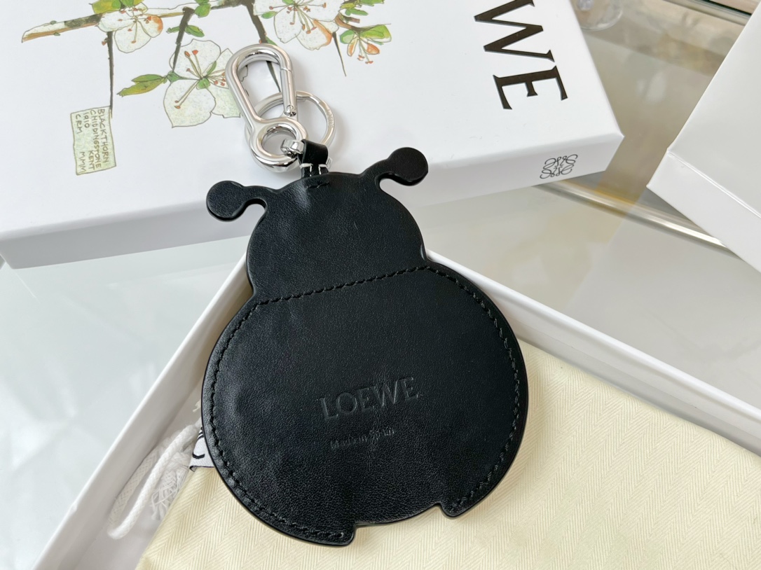 Loewe Key Chain Beetle Charm Imported Calfskin Keychain Charms Accessories