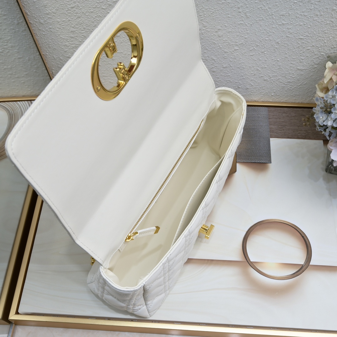 Large Dior Caro Bag White 9797 XB002 28cm