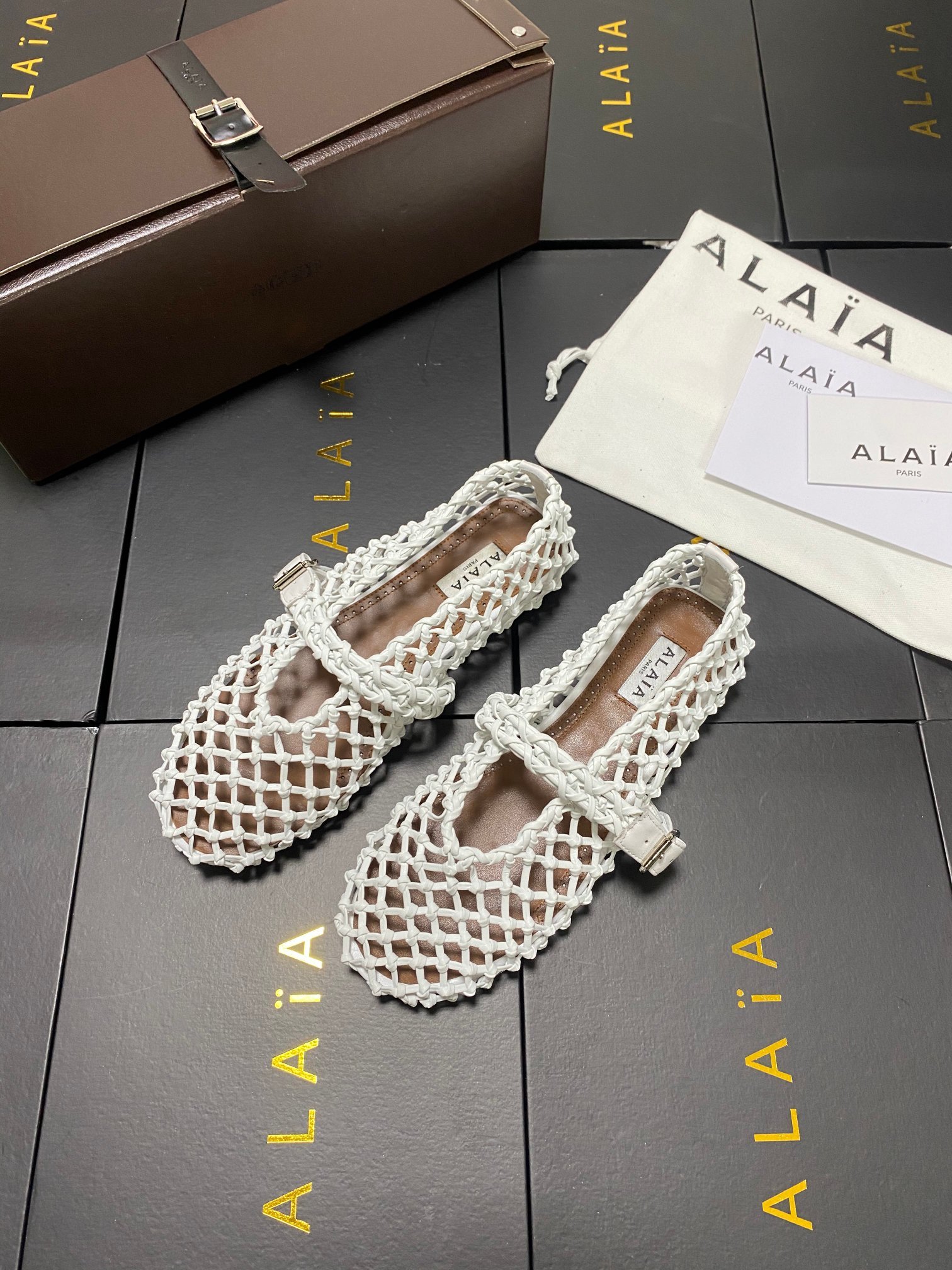 Alaia Shoes Woven flat ballet shoes