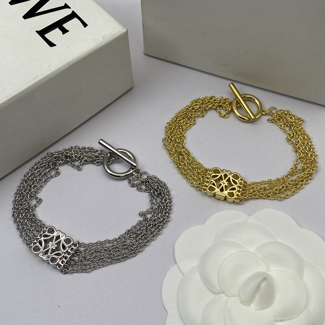 Loewe Jewelry Bracelets Anagram Logo Multi-Layered Chain Bracelet