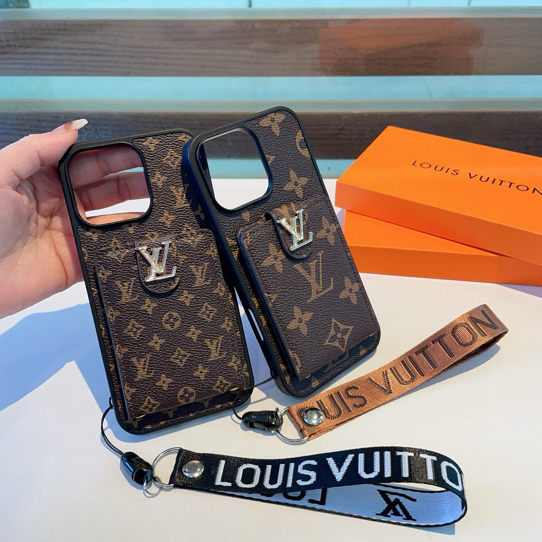 Louis Vuitton Phone Case Classic Monogram All-Around Phone Case With Top And Bottom Card Slots And Lanyard Accessories