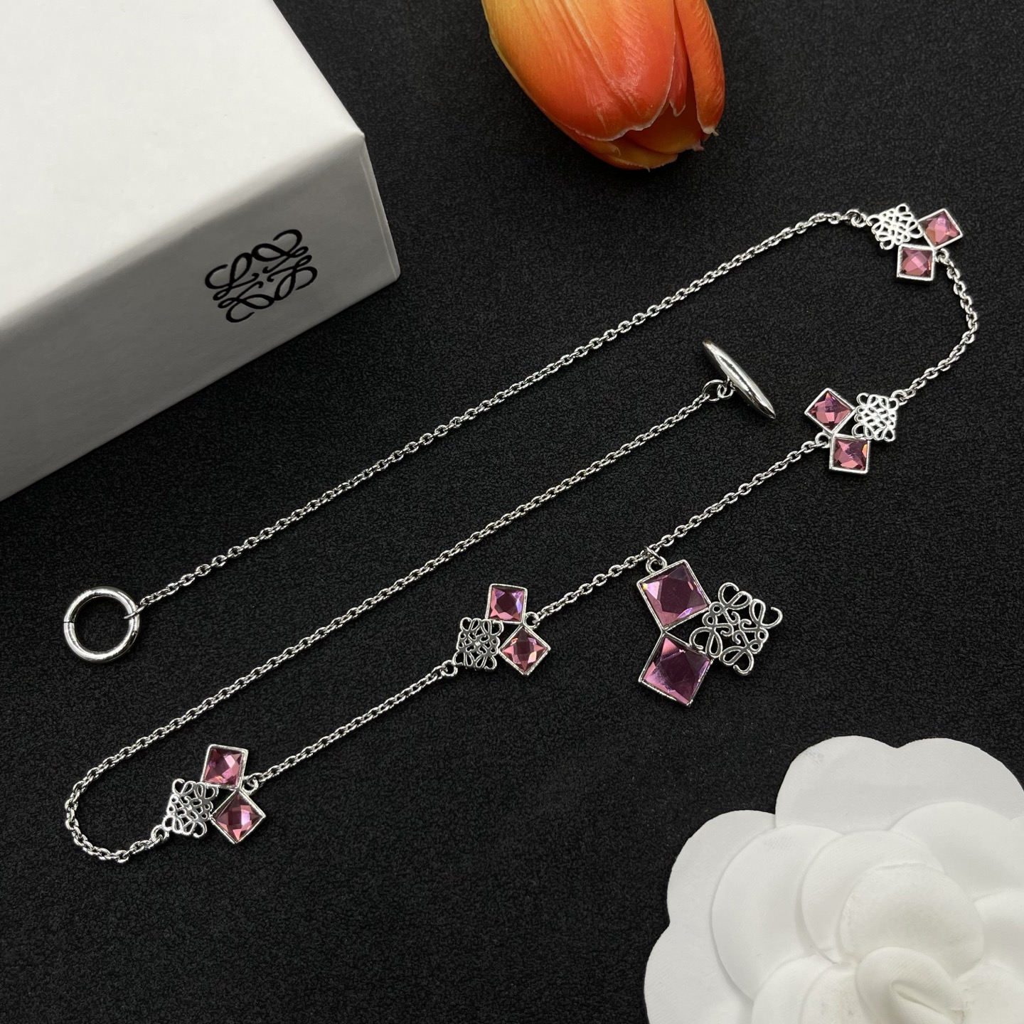 Loewe Jewelry Necklace Geometric Gemstone Pendant Necklace