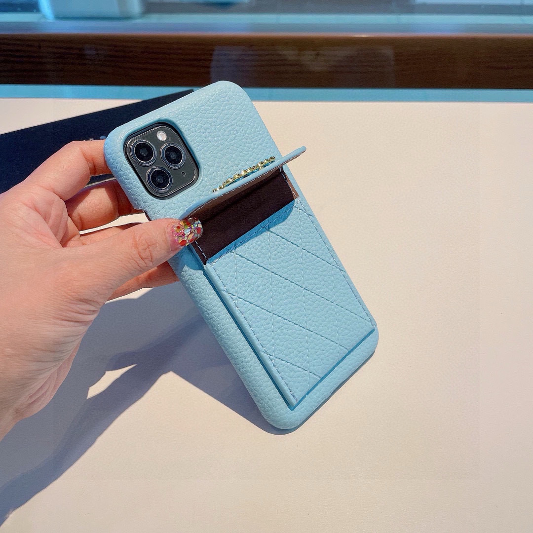 Chanel Phone Case Lychee Textured Card Holder Phone Case Accessories