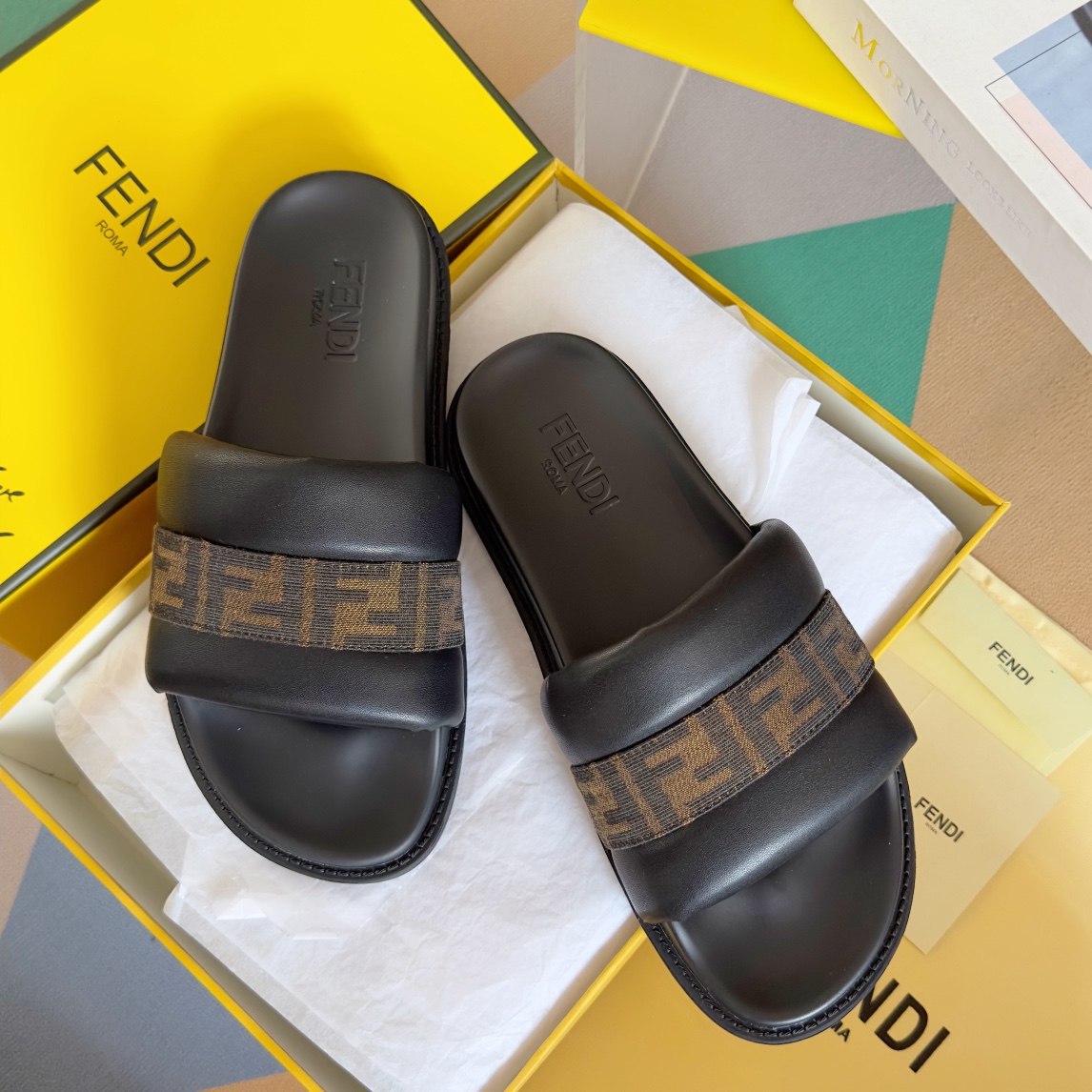 Fendi Shoes Diagonal series thick-soled slippers for couples
