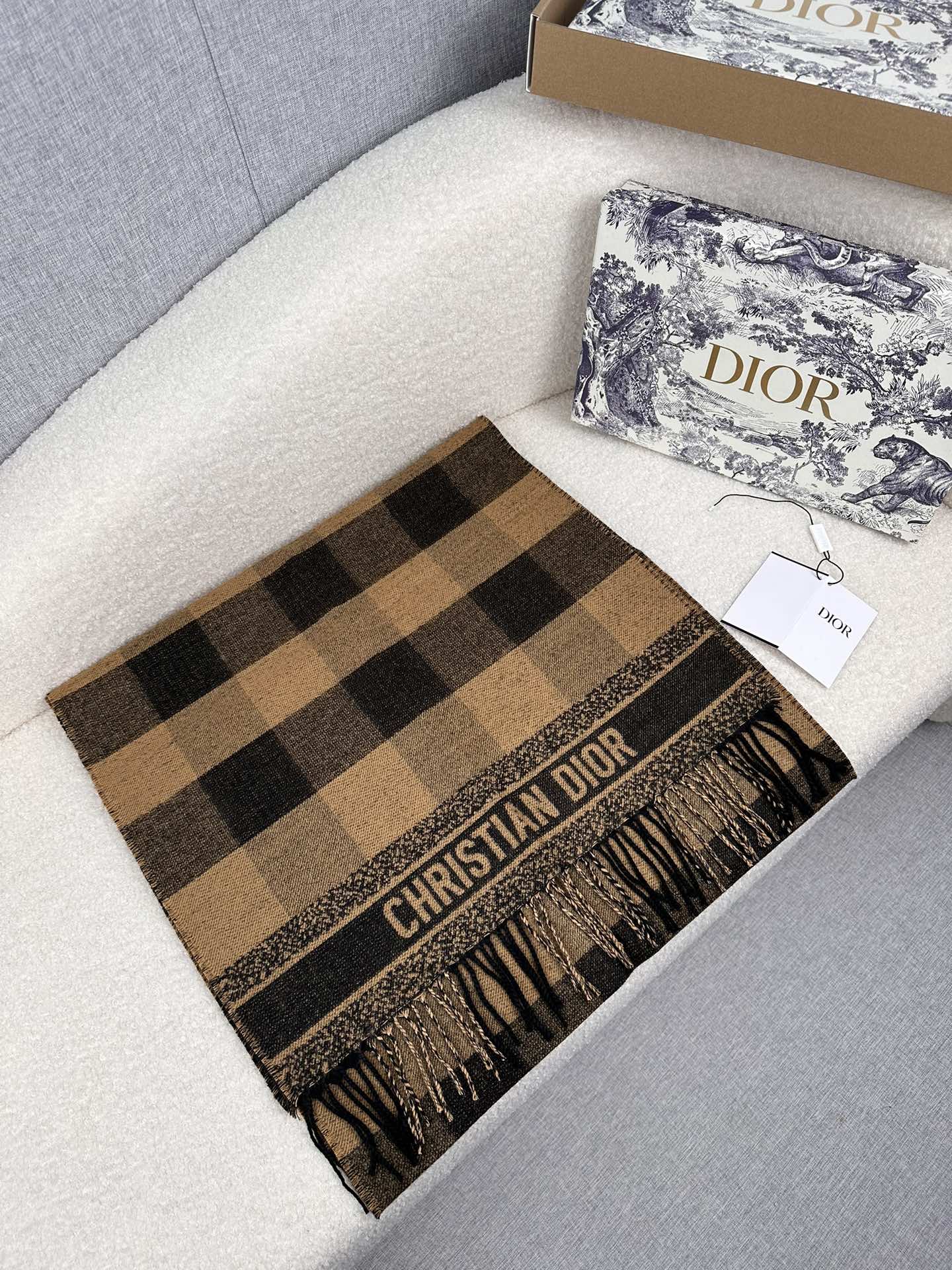Dior Scarf Check'N'Dior Scarf 57% Cashmere 43% Wool 45*195cm Accessories