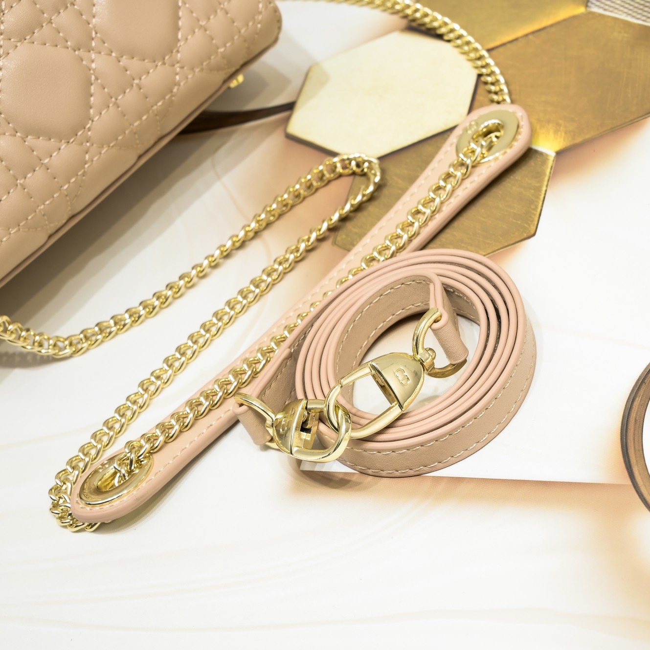 Mini Lady Dior Bag Apricot Sheepskin 2077 LM051 17cm