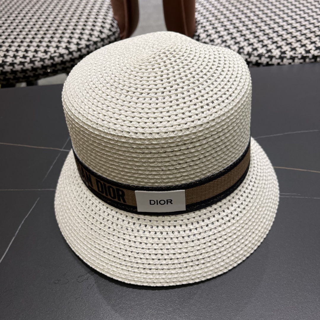 Dior Hat Vacation Sun Protection Basin Hat Straw Hat Accessories