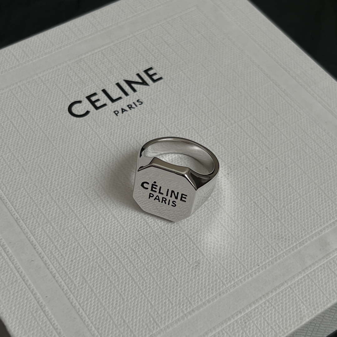 Celine Jewelry Rings Wide Letter Design