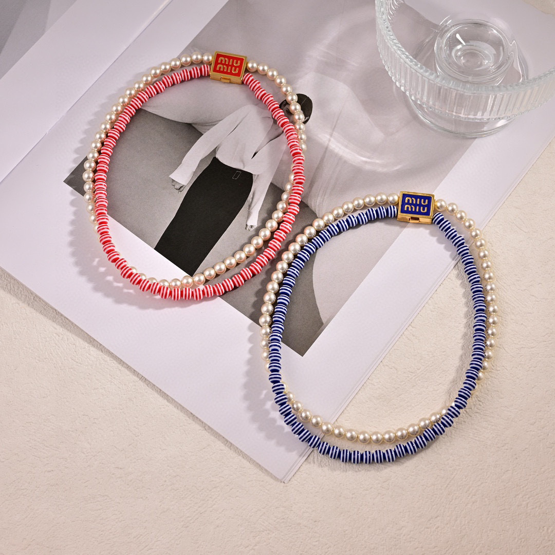 Miu Miu Jewelry Necklace Double small square logo design