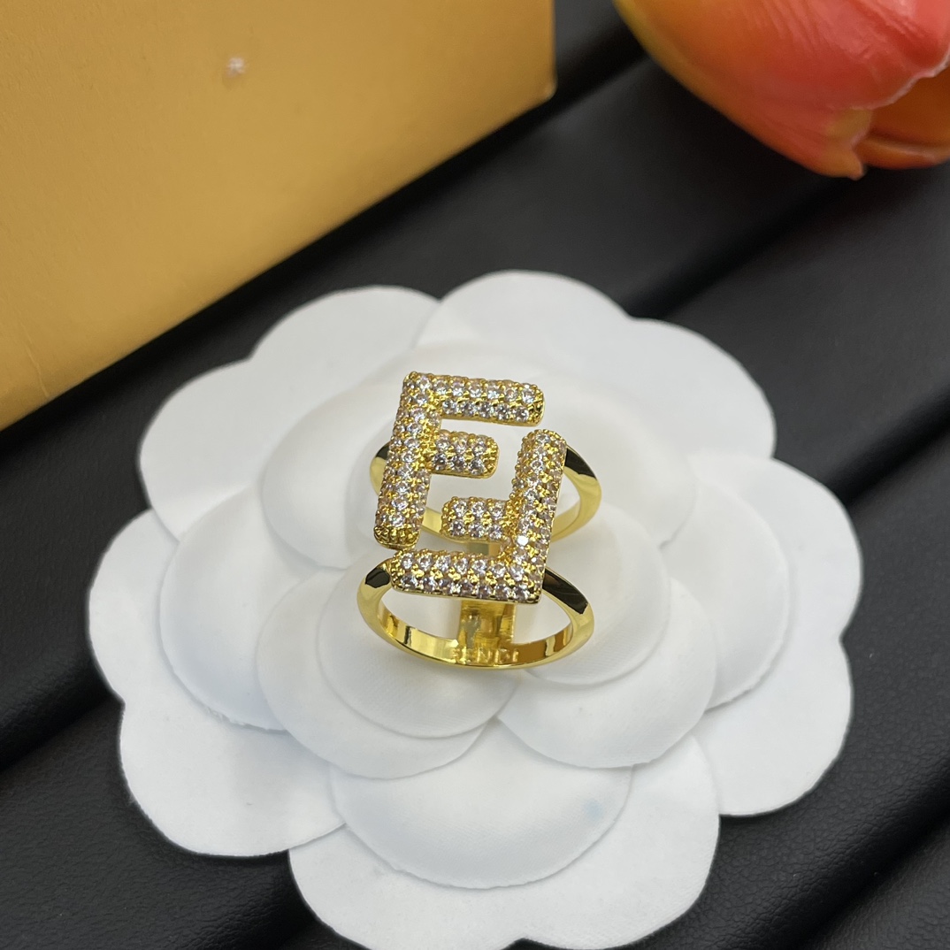 Fendi Jewelry Rings Full Diamond Letter