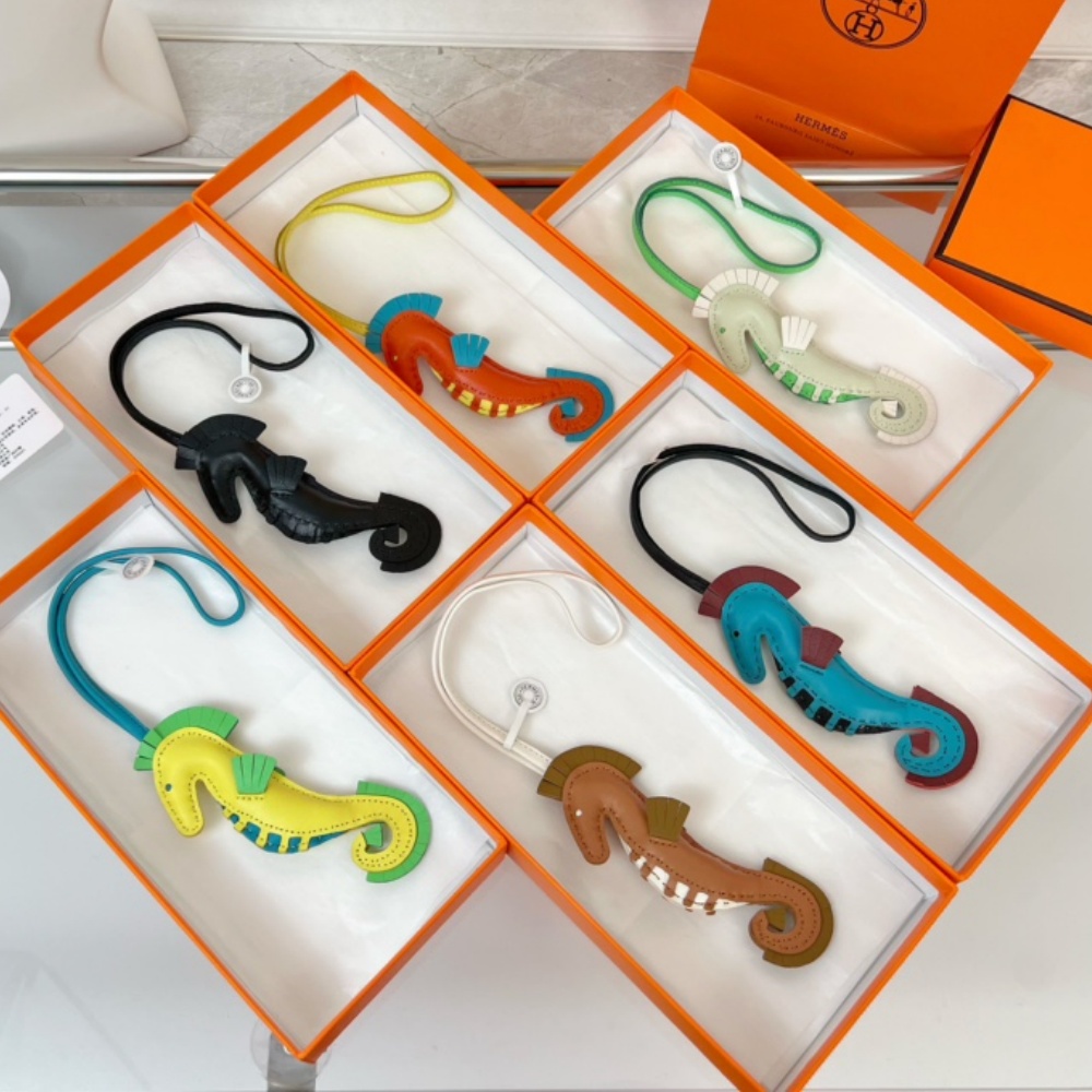 Hermes Key Chain Hippo Charm Imported Lambskin Keychain Pendant Accessories