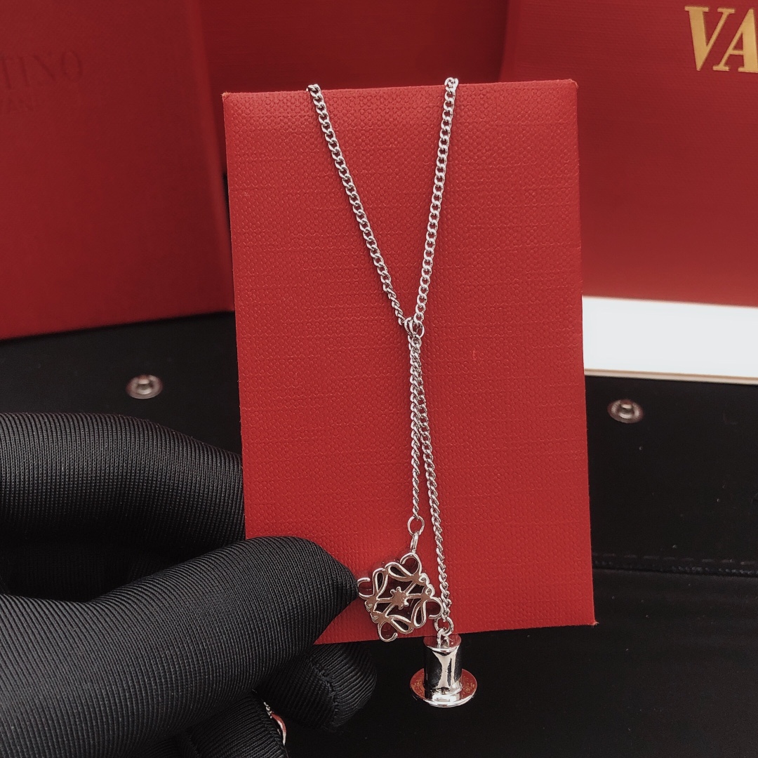 Loewe Jewelry Necklace Logo And Seal Pendant Necklace