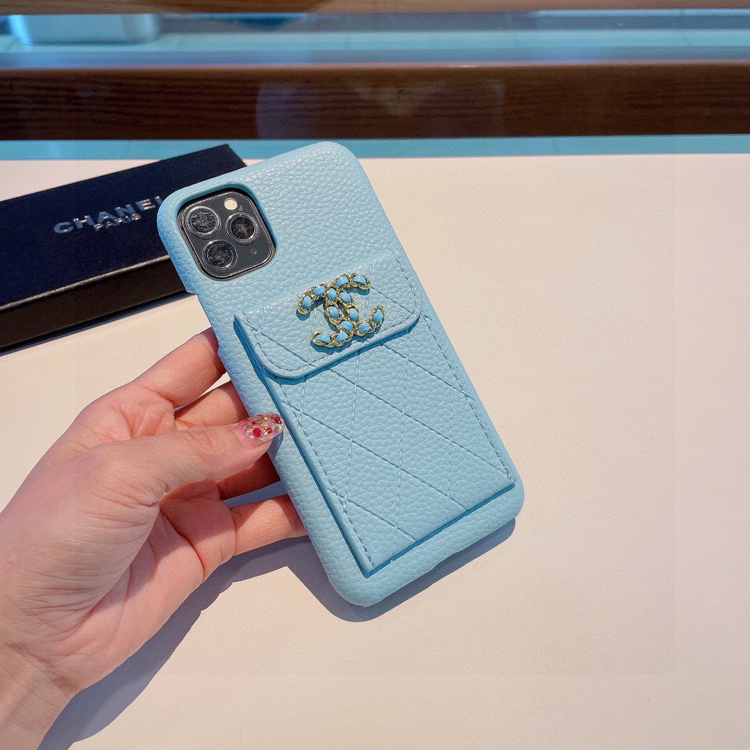 Chanel Phone Case Lychee Textured Card Holder Phone Case Accessories