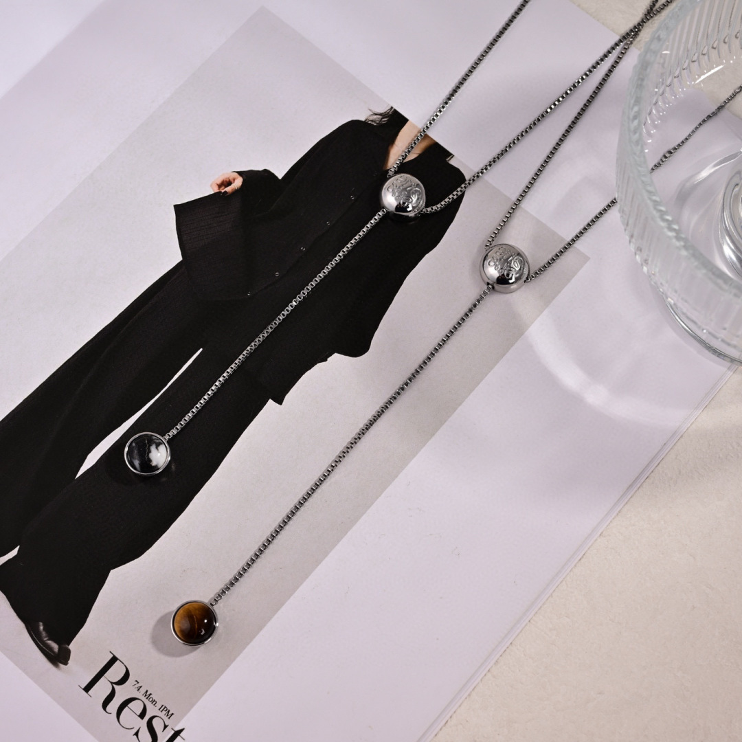 Loewe Jewelry Necklace Personalized Metal Ball Y-Shaped Chain