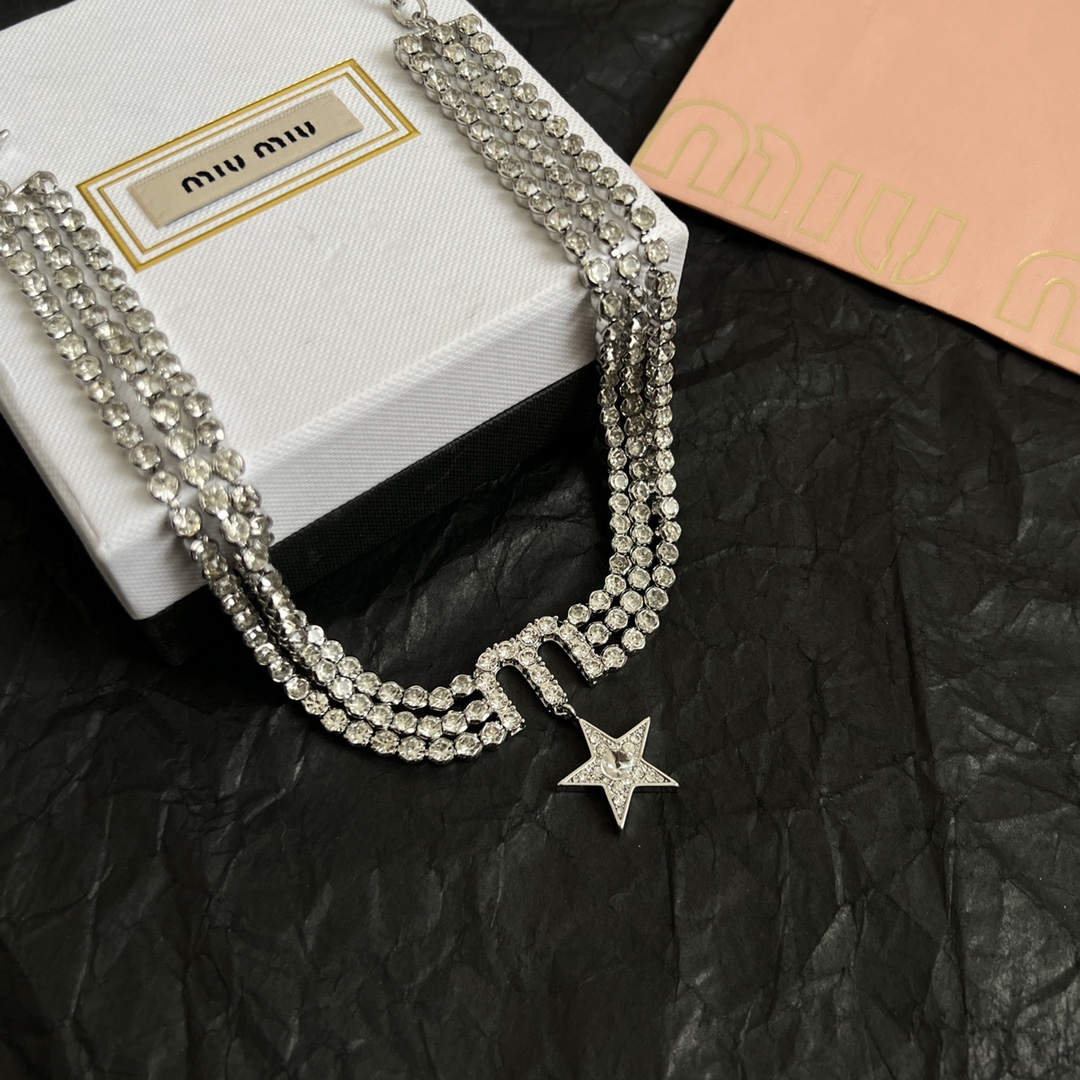 Miu Miu Jewelry Necklace Stacked Five-pointed Star Design