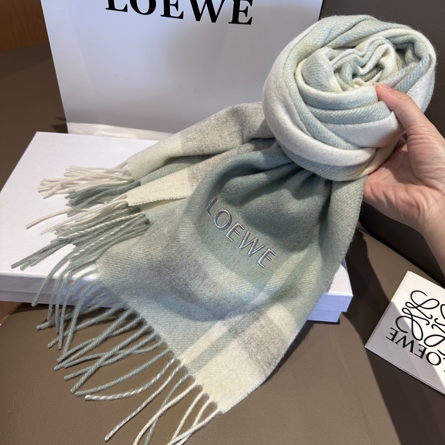 Loewe Scarf British And European Plaid Scarf 30*164cm Accessories