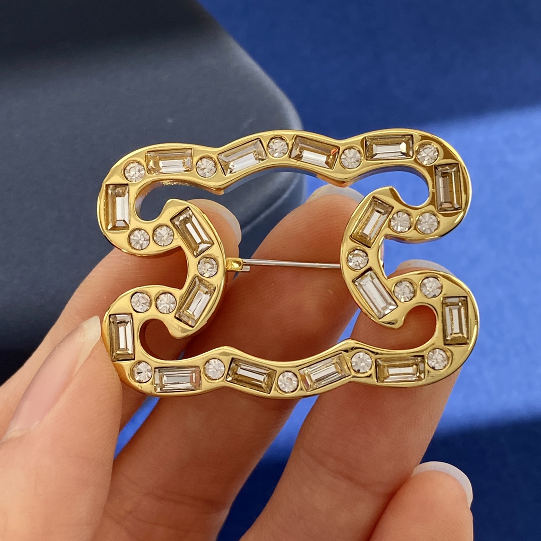 Celine Jewelry Brooches Diamond-encrusted zircon hollow arc de Triomphe