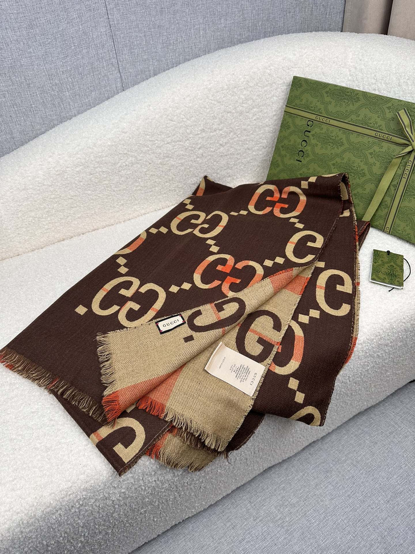 Gucci Scarf Double-Sided Scarf With Large Double G Logo 70*220cm Accessories