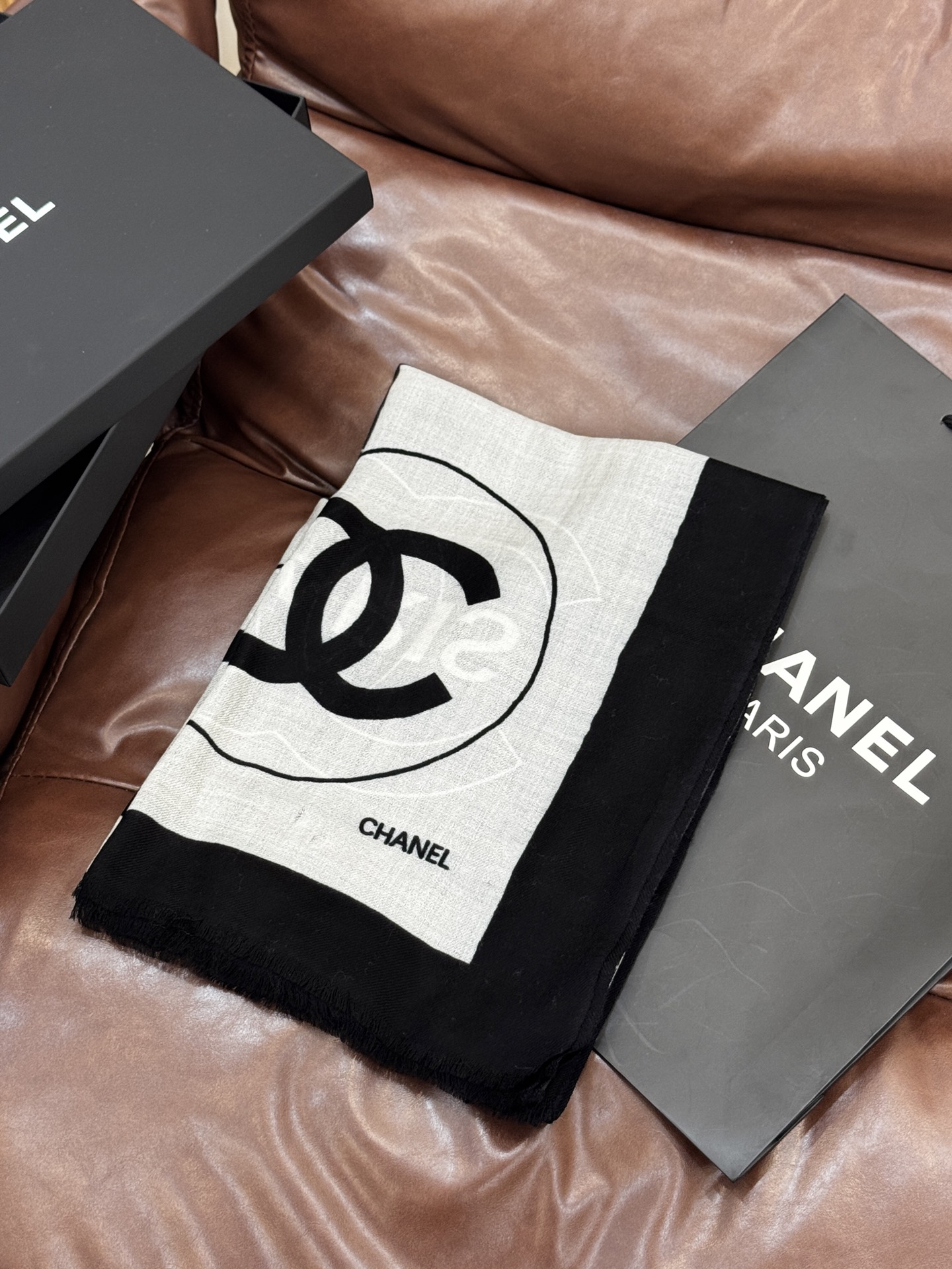 Chanel Scarf Double-Sided Floral Scarf Cashmere 100*200cm Accessories